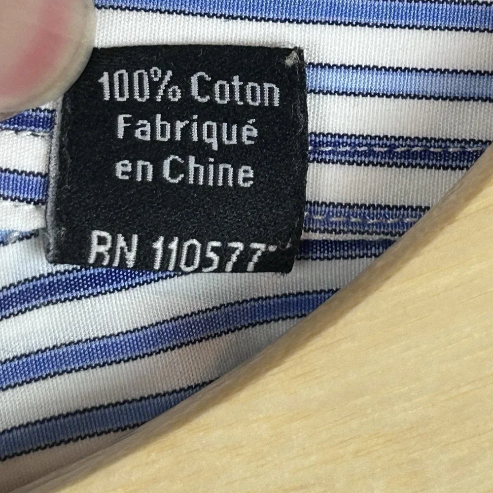David‎ Donahue Trim Fit Men's Dress Shirt Long Sleeve Blue White 16.5 - 34/35